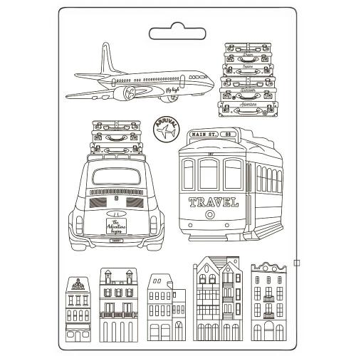 Stamperia Art of Travelling Soft Mould A4 Transports (K3PTA4585) - Postage as per Actual