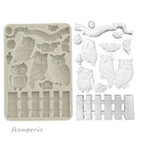 Stamperia The Owl's House A5 Silicon Mould Owls and Branch (KACMA585)