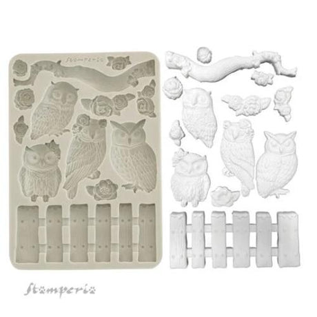 Stamperia The Owl's House A5 Silicon Mould Owls and Branch (KACMA585)