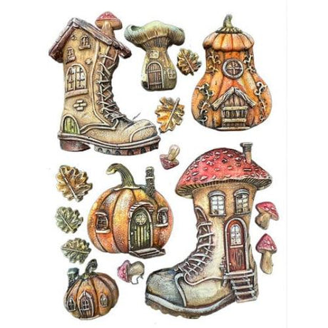 Stamperia Whispering Woods A5 Soft Mould Boots and Pumpikin House (KACMA586)