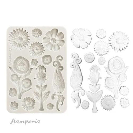 Stamperia Furry Friends A5 Silicon Mould Flowers (KACMA593)