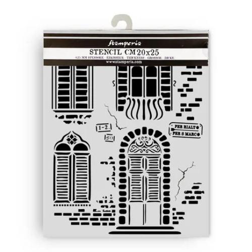 Stamperia Venice City of Art Thick Stencil 20x25cm Windows (KSTD181)