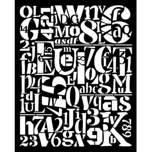 Stamperia Furry Friends Thick Stencil 20x25cm Numbers and Letters Pattern (KSTD189)