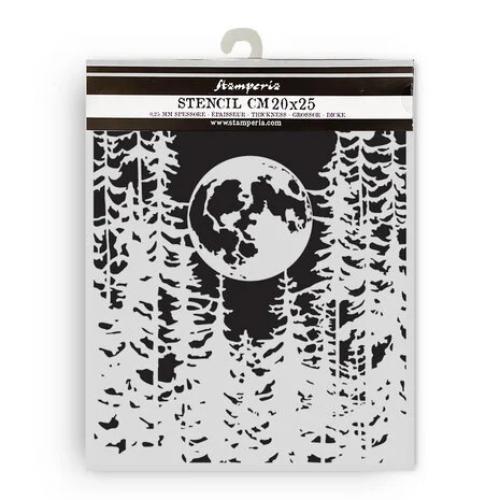Stamperia Herbarium Silvae Thick Stencil 20x25cm Moon in the Forest (KSTD194)