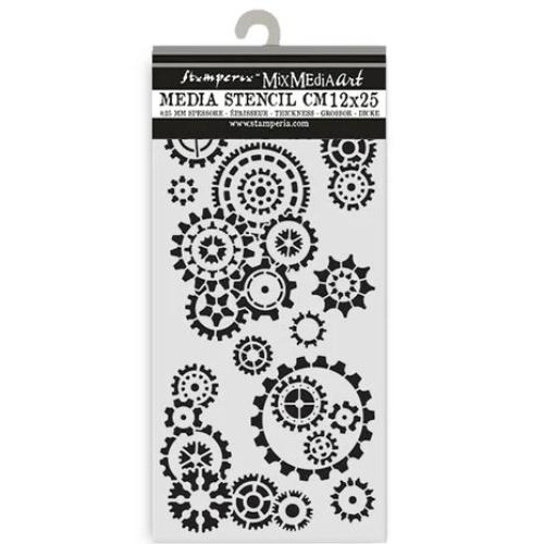 Stamperia Gear up for Christmas Thick Stencil 12x25cm Gears (KSTDL140)