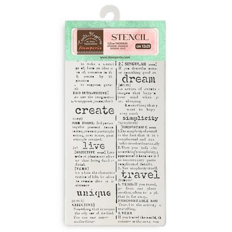 Stamperia Create Happiness Secret Diary Thick Stencil 12x25cm Dictionary (KSTDL91)