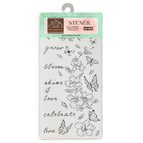 Stamperia Create Happiness Secret Diary Thick Stencil 12x25cm Flowers and Butterfly (KSTDL94)