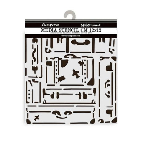 Stamperia Art of Travelling Thick Stencil 12x12cm Suitcases (KSTDS05)