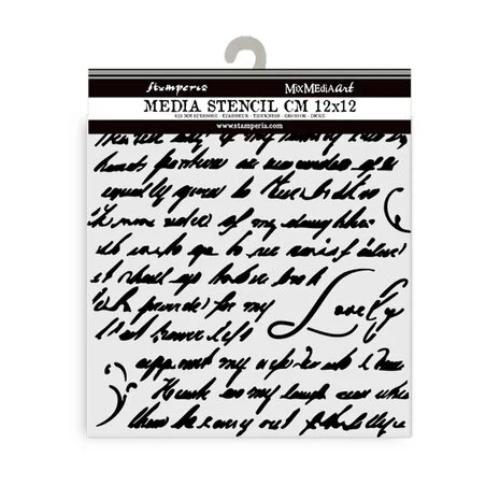 Stamperia Masquerade Thick Stencil 12x12cm Handwriting (KSTDS10)