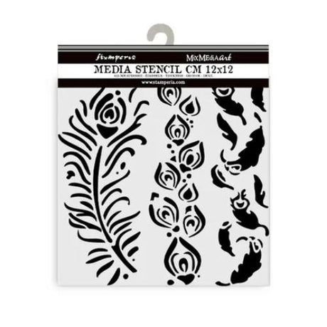 Stamperia Masquerade Thick Stencil 12x12cm Feathers (KSTDS13)