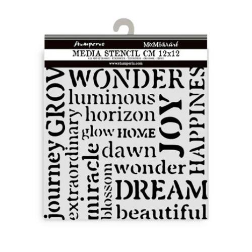 Stamperia Hidden Grove Thick Stencil 12x12cm Writings (KSTDS32)