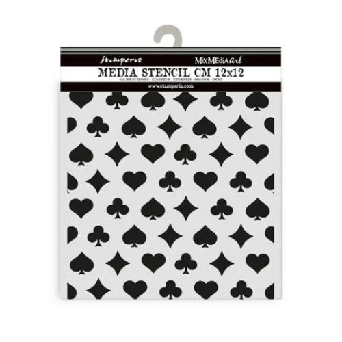 Stamperia - Alice in Christmas Thick Stencil 12x12cm Poker Cards (KSTDS55)