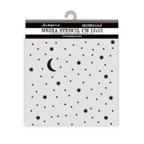 Stamperia - Alice in Christmas Thick Stencil 12x12cm Stars and Moon (KSTDS57)