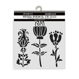 Stamperia Furry Friends Thick Stencil 12x12cm Stylized Flowers (KSTDS63)