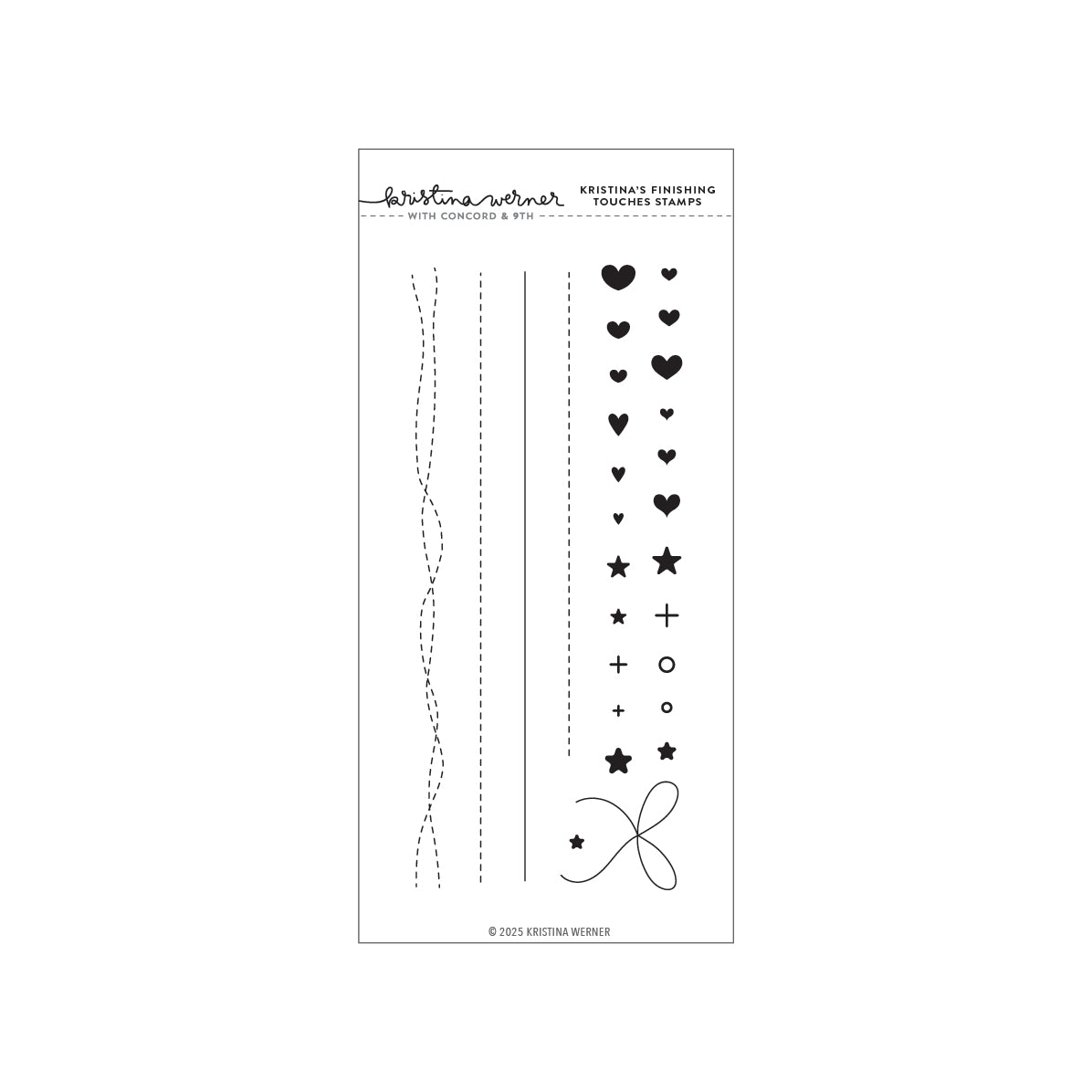 Concord & 9th - Kristina's Finishing Touches Stamp Set (4 x 8), Dies & Stencil Bundle - Postage as per Actual