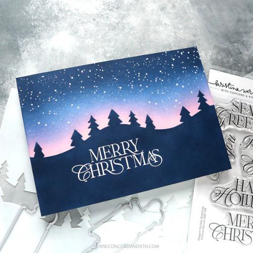 Concord & 9th - Elegant Holiday Greetings Stamp Set(4x6) and Die Bundle