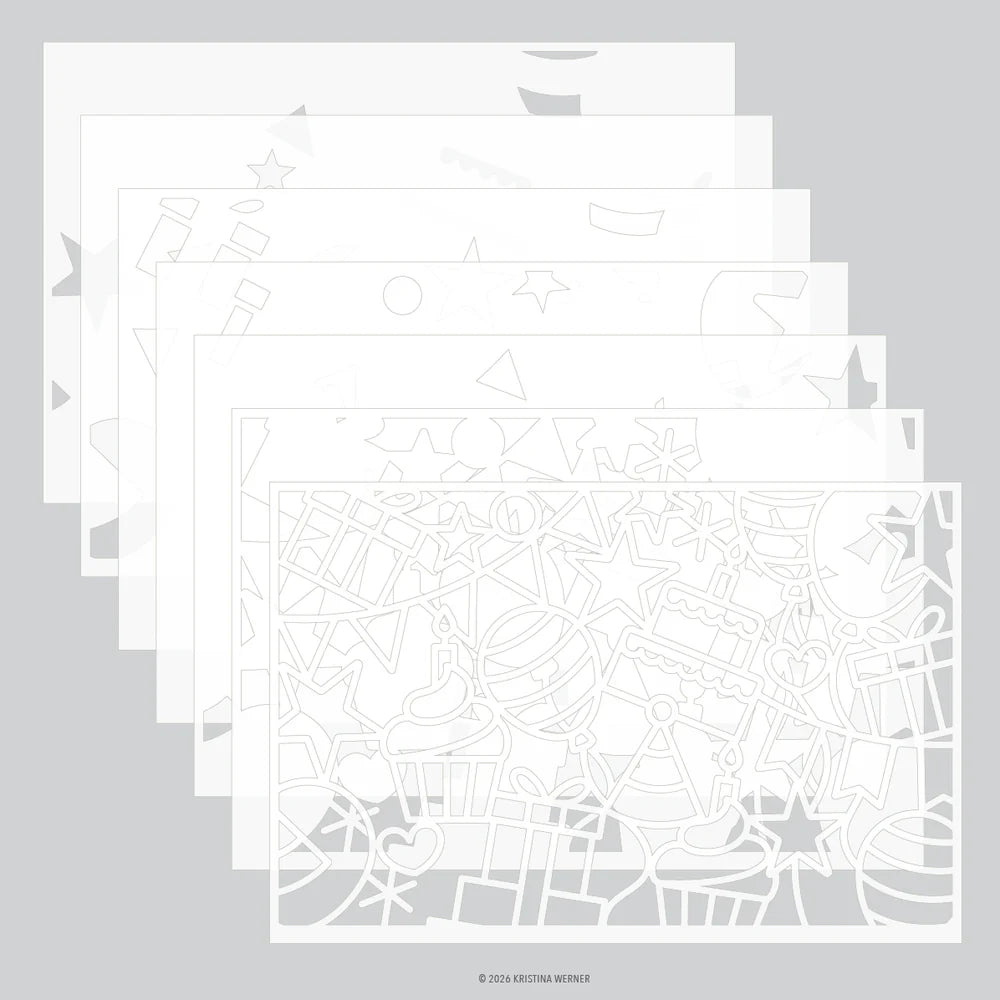Concord & 9th - Big Day Birthday Stamp Set (6 x 8), Die Set, Stencil, Big Day Shadow Dies & Birthday Shadow Dies Bundle - Postage as per Actual