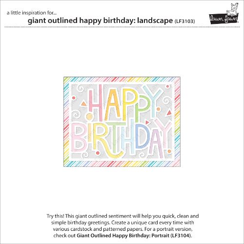 Lawn Fawn - Lawn Cuts - Giant Outlined Happy Birthday : Landscape Die