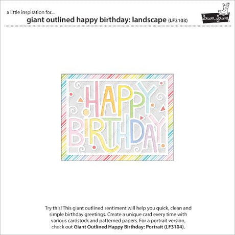Lawn Fawn - Lawn Cuts - Giant Outlined Happy Birthday : Landscape Die
