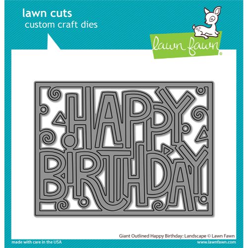 Lawn Fawn - Lawn Cuts - Giant Outlined Happy Birthday : Landscape Die