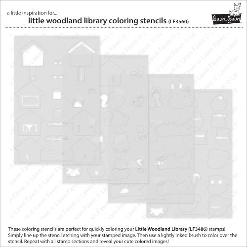 Lawn Fawn - Lawn Clippings - Little Woodland Library Coloring Stencils