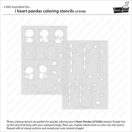 Lawn Fawn - Lawn Clippings - I Heart Pandas Coloring Stencils