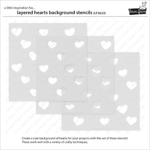 Lawn Fawn - Lawn Clippings - Layered Hearts Background Stencils