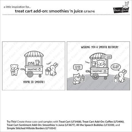 Lawn Fawn - Stamps - Treat Cart Add-On: Smoothies 'n Juice