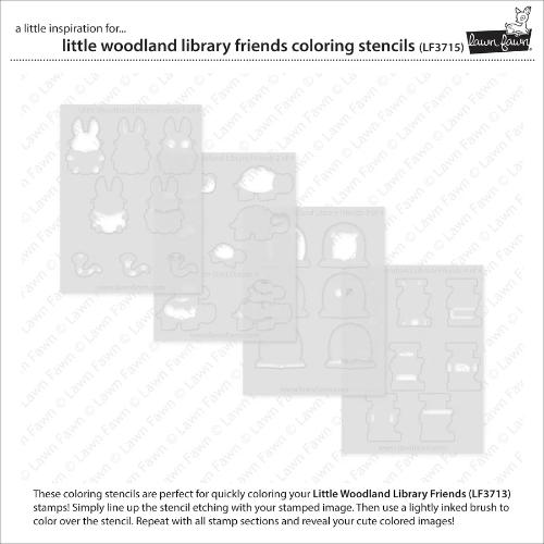 Lawn Fawn - Lawn Clippings - Little Woodland Library Friends Coloring Stencils