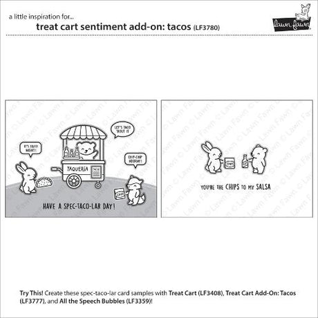 Lawn Fawn - Stamps - Treat Cart Sentiment Add-On: Tacos