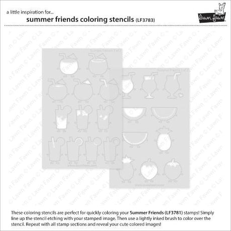 Lawn Fawn - Lawn Clippings - Summer Friends Coloring Stencils