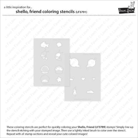 Lawn Fawn - Lawn Clippings - Shello, Friend Coloring Stencils