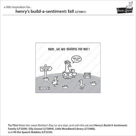 Lawn Fawn - Stamps - Henry's Build-A-Sentiment: Fall
