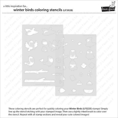 Lawn Fawn - Lawn Clippings - Winter Birds Coloring Stencils