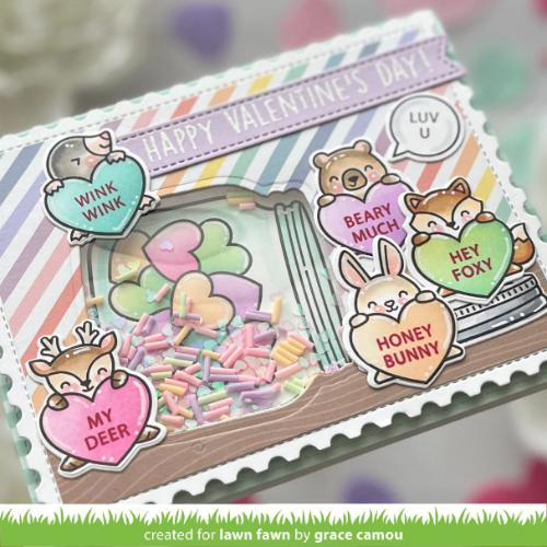 Lawn Fawn - Stamps - Critter Conversation Hearts