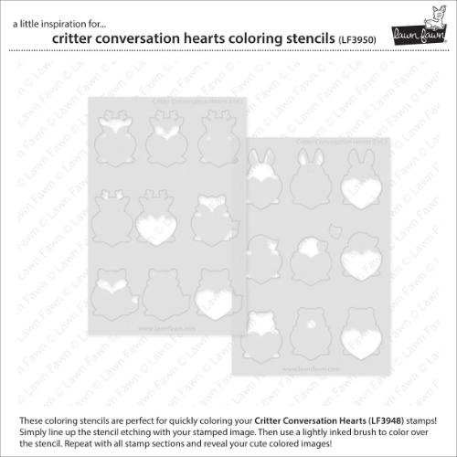 Lawn Fawn - Lawn Clippings - Critter Conversation Hearts Coloring Stencils