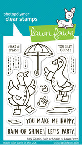 Lawn Fawn - Stamps - Silly Goose, Rain or Shine!