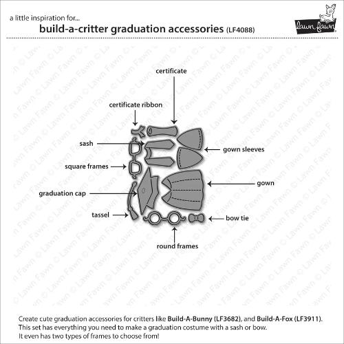 Lawn Fawn - Lawn Cuts - Build-A-Critter Graduation Accessories Dies