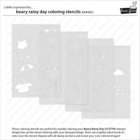Lawn Fawn - Lawn Clippings - Beary Rainy Day Coloring Stencils