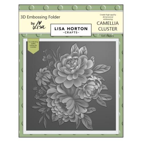 Lisa Horton Crafts Embossing Folder 6"X6" And Die - Camellia Cluster