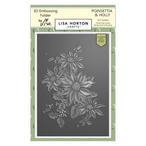 Lisa Horton Crafts Embossing Folder - Poinsettia And Holly