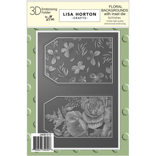 Lisa Horton Crafts Embossing Folder And Die 5"X7" Floral Background Tags