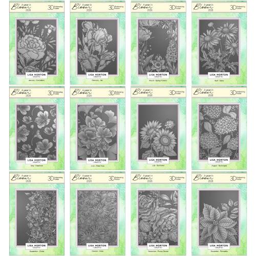 Lisa Horton Crafts Limited Edition Embossing Folders A Year In Bloom - 2026 - Postage as per Actual