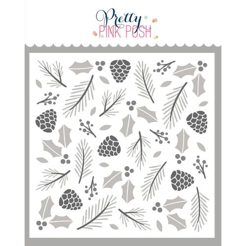 Pretty Pink Posh - Layered Winter Foliage Stencils (3 Pack)