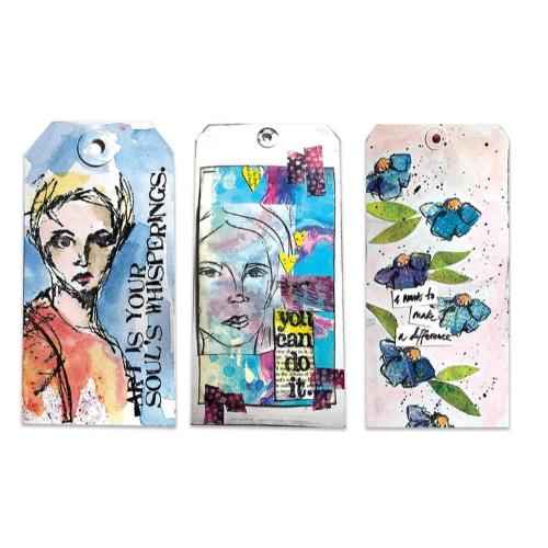 Dina Wakley Media White Tags #3 & #5