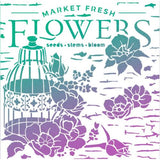 Ciao Bella Book Lovers 8x8 Inch Texture Stencil Market Fresh Flowers (MS8-006)