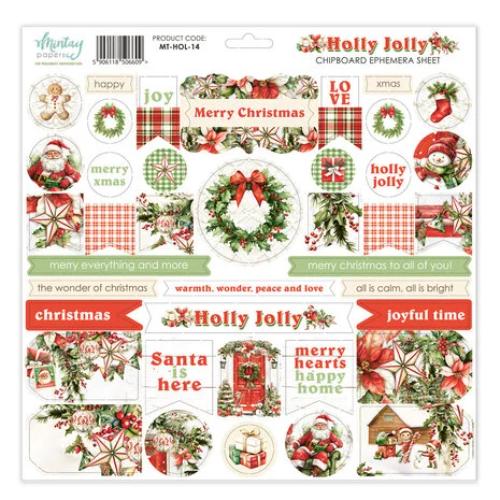 Mintay Holly Jolly 12x12 Inch Chipboard Ephemera Sheet (MT-HOL-14) - Postage as per Actual