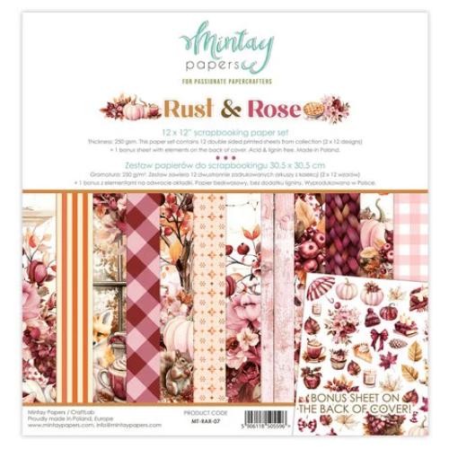 Mintay Rust & Rose 12x12 Inch Scrapbooking Paper Set (MT-RAR-07) - Postage as per actual