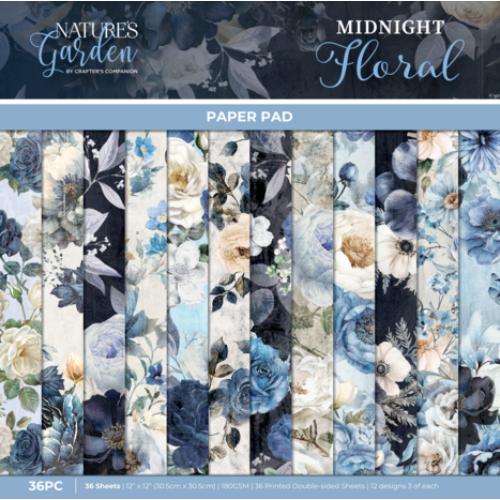 Crafter's Companion Midnight Floral 12x12 Inch Paper Pad (NG-MF-PAD12) - Postage as per Actual