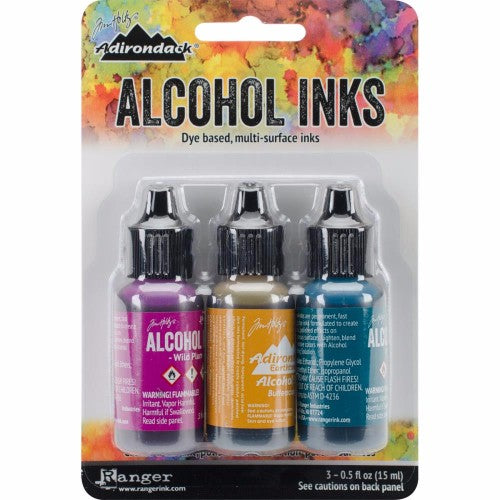 Tim Holtz Alcohol Ink .5oz 3/Pkg Nature Walk-Wild Plum/Buttrscotch/Stream - Krafters Cart